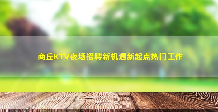 商丘KTV夜场招聘新机遇新起点热门工作